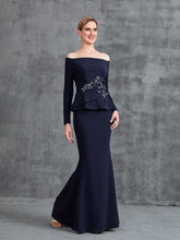 Women's Off Shoulder Long Sleeve Floral Applique Party Dress